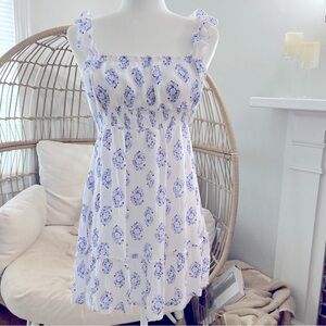 Devi Cottagecore Mini Dress Size Medium Milkmaid Retro 90s Babydoll Coastal Boho